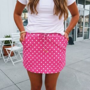 Falda con cordón y bolsillo de lunares