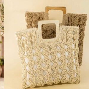 Bolso tote cuadrado de Paja Trenzada