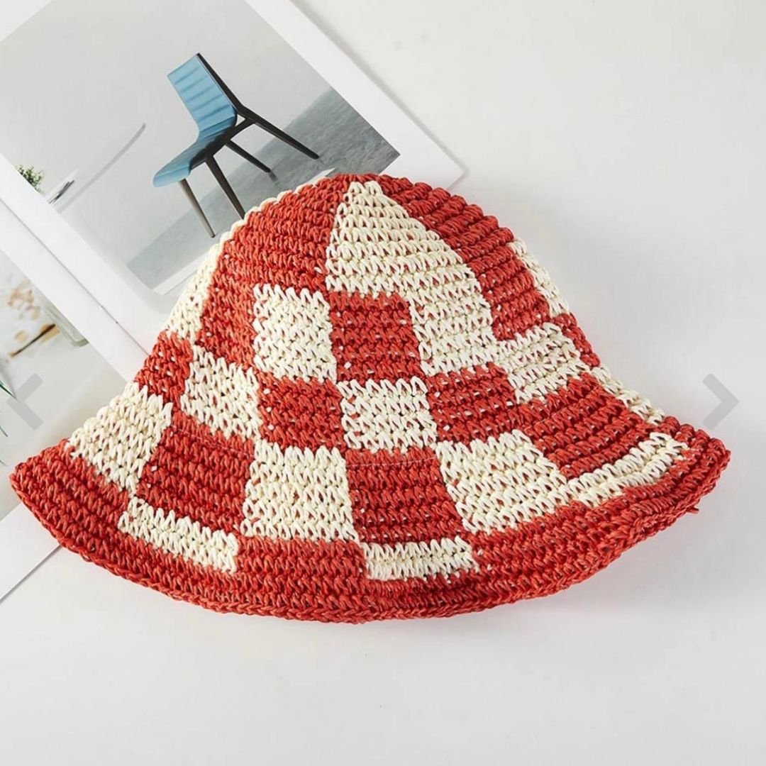 Sombrero de cubo de paja