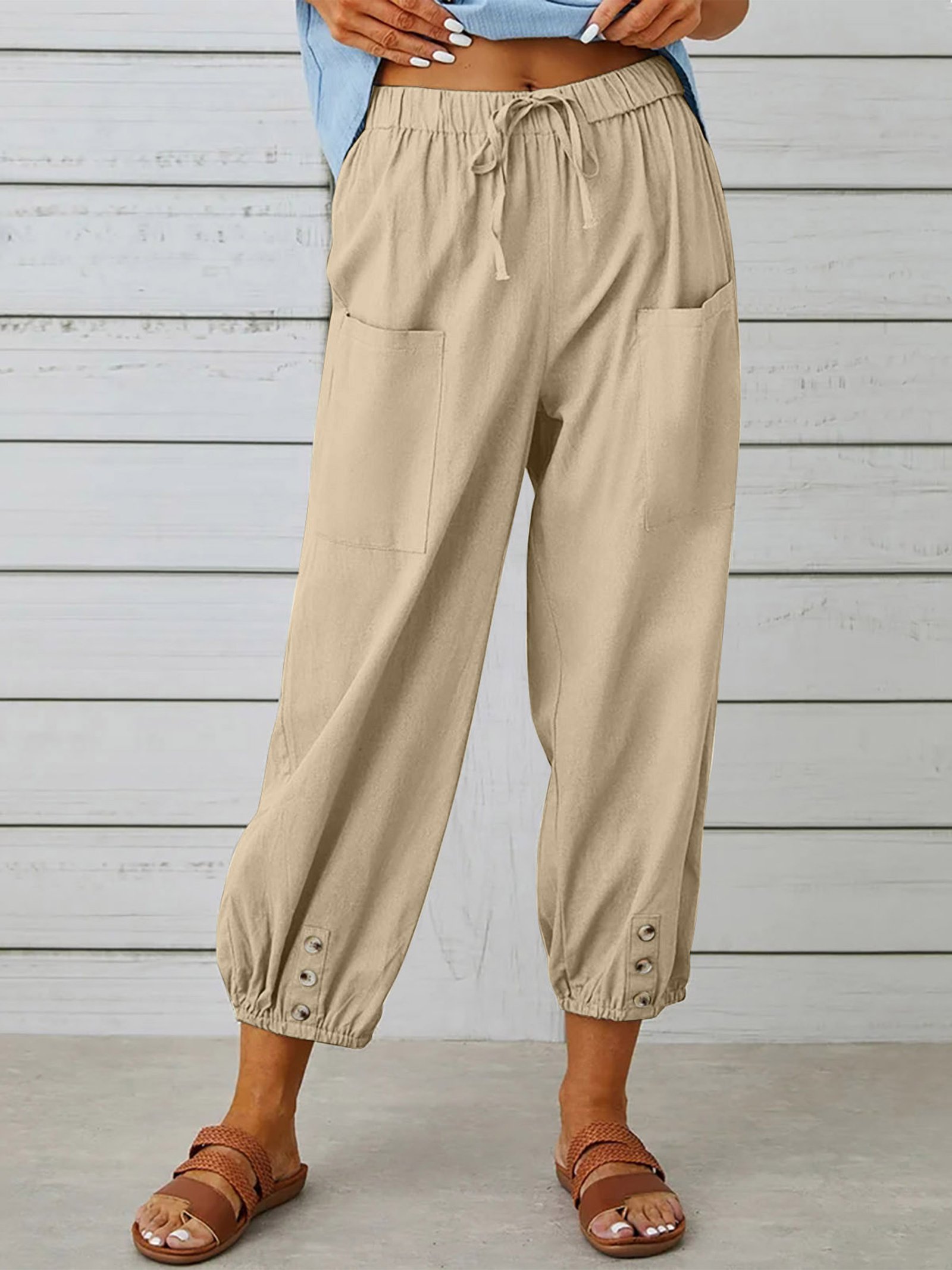 Pantalones de Tiro Alto con Botones - Imagen 9