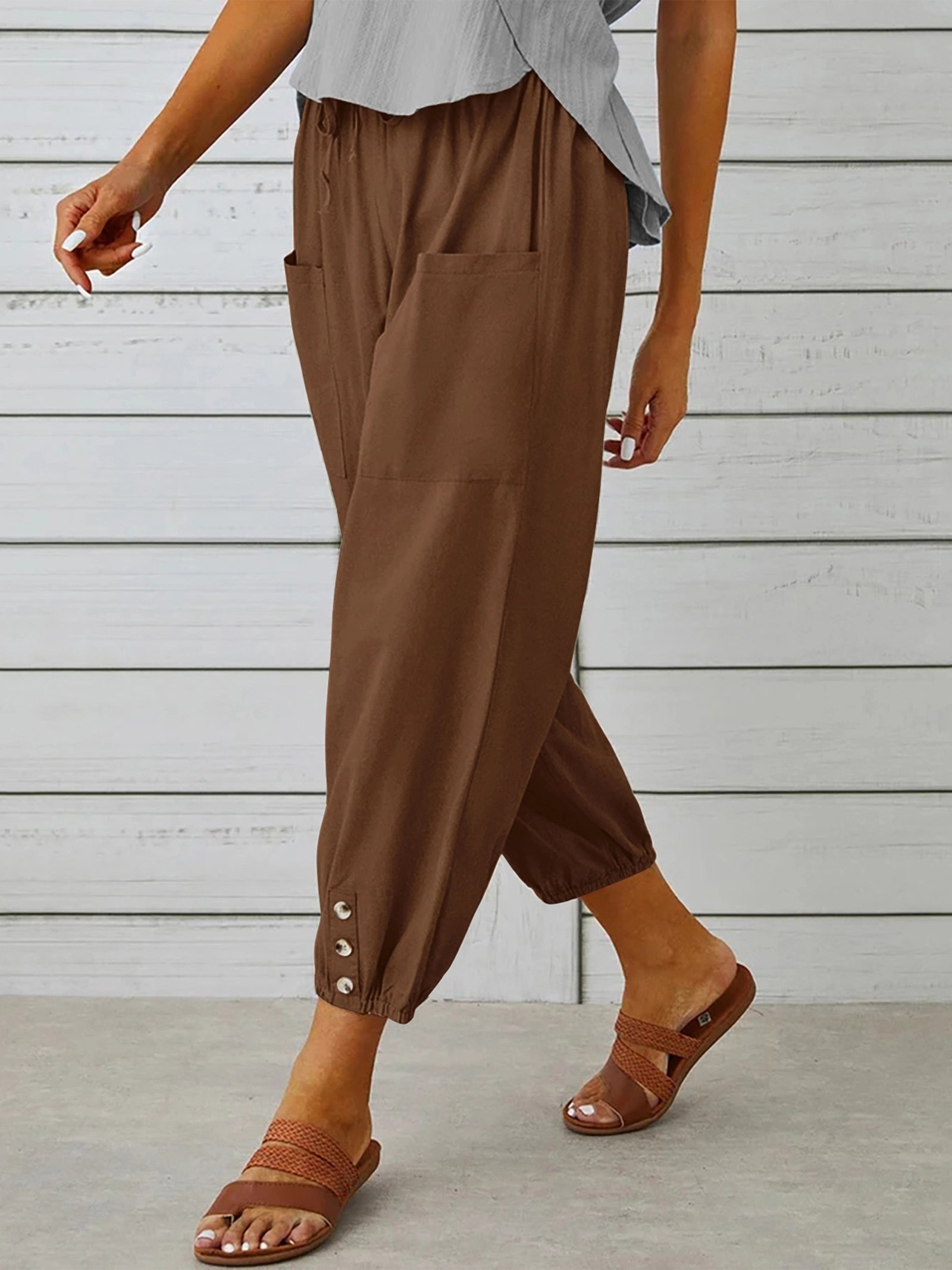 Pantalones de Tiro Alto con Botones - Imagen 4