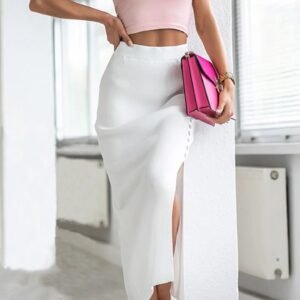 Falda con botones divididos