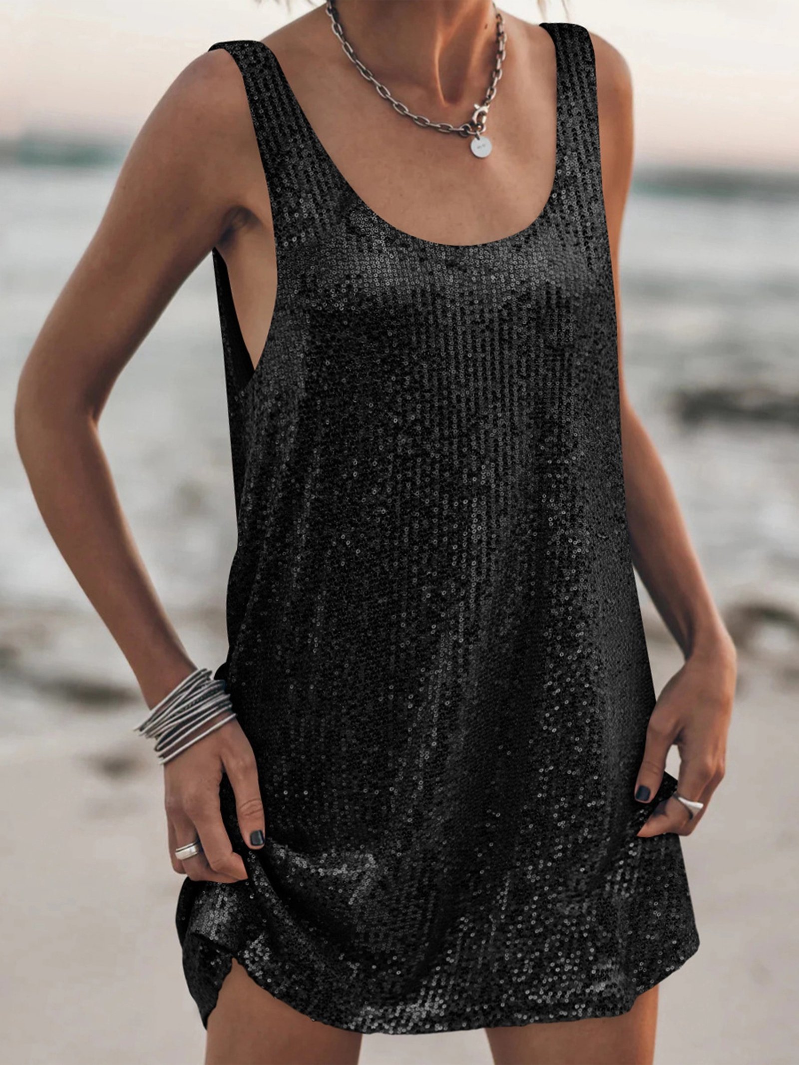 Vestido lentejuelas tipo U - Imagen 4