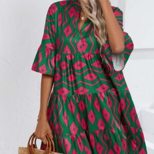 Vestido casual holgado con cuello en V