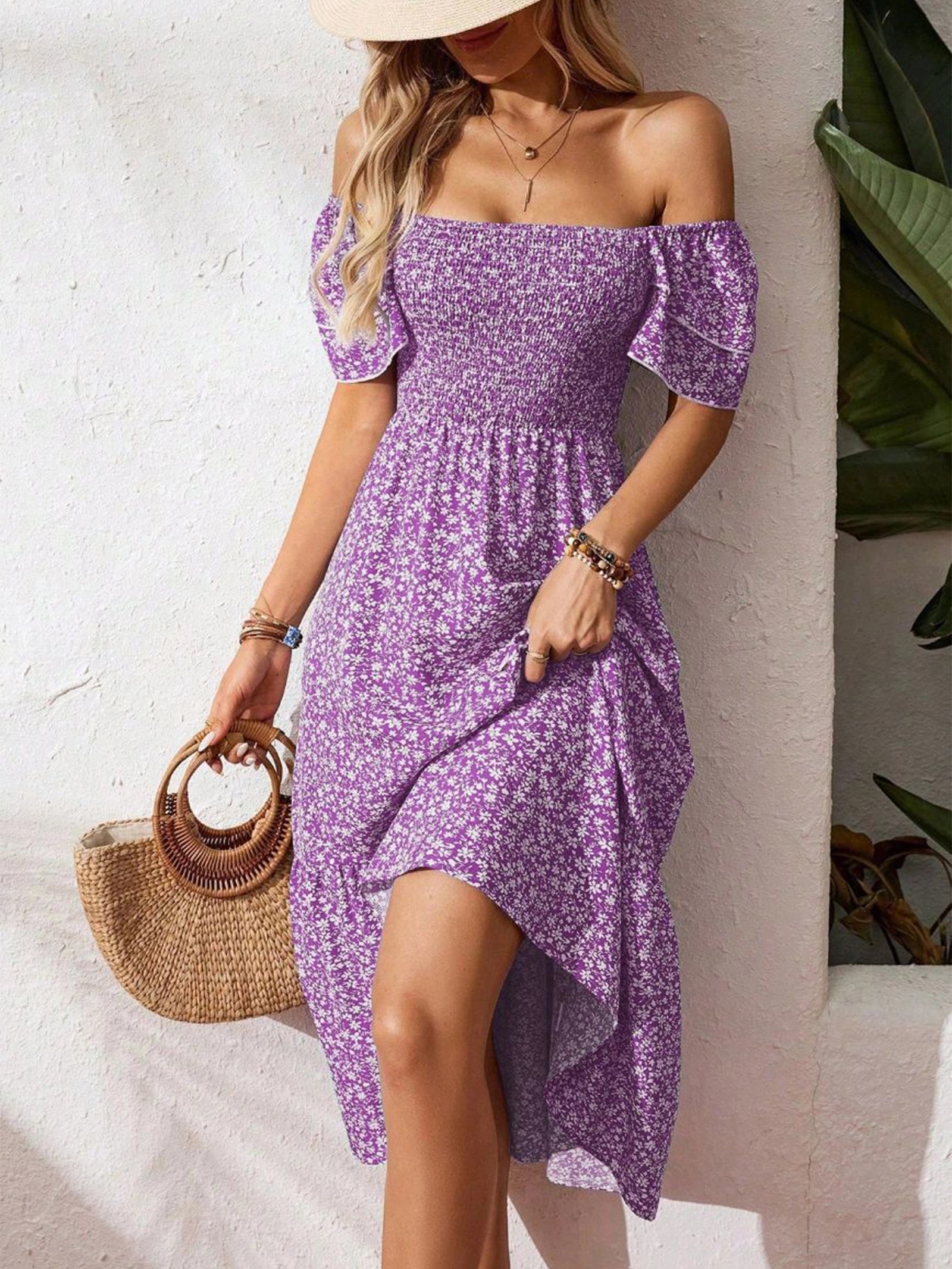 Vestido floral manga corta