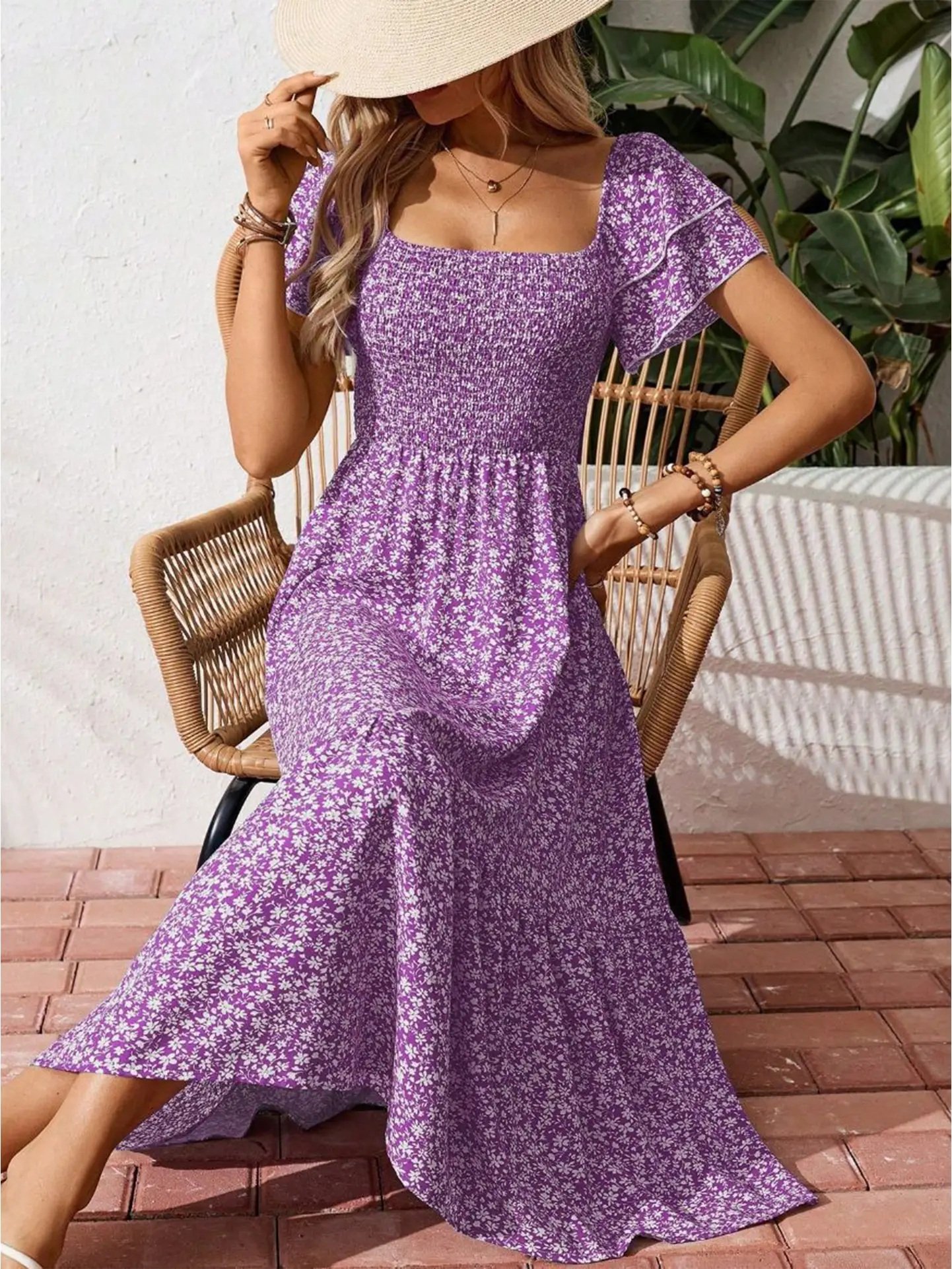Vestido floral manga corta - Imagen 2