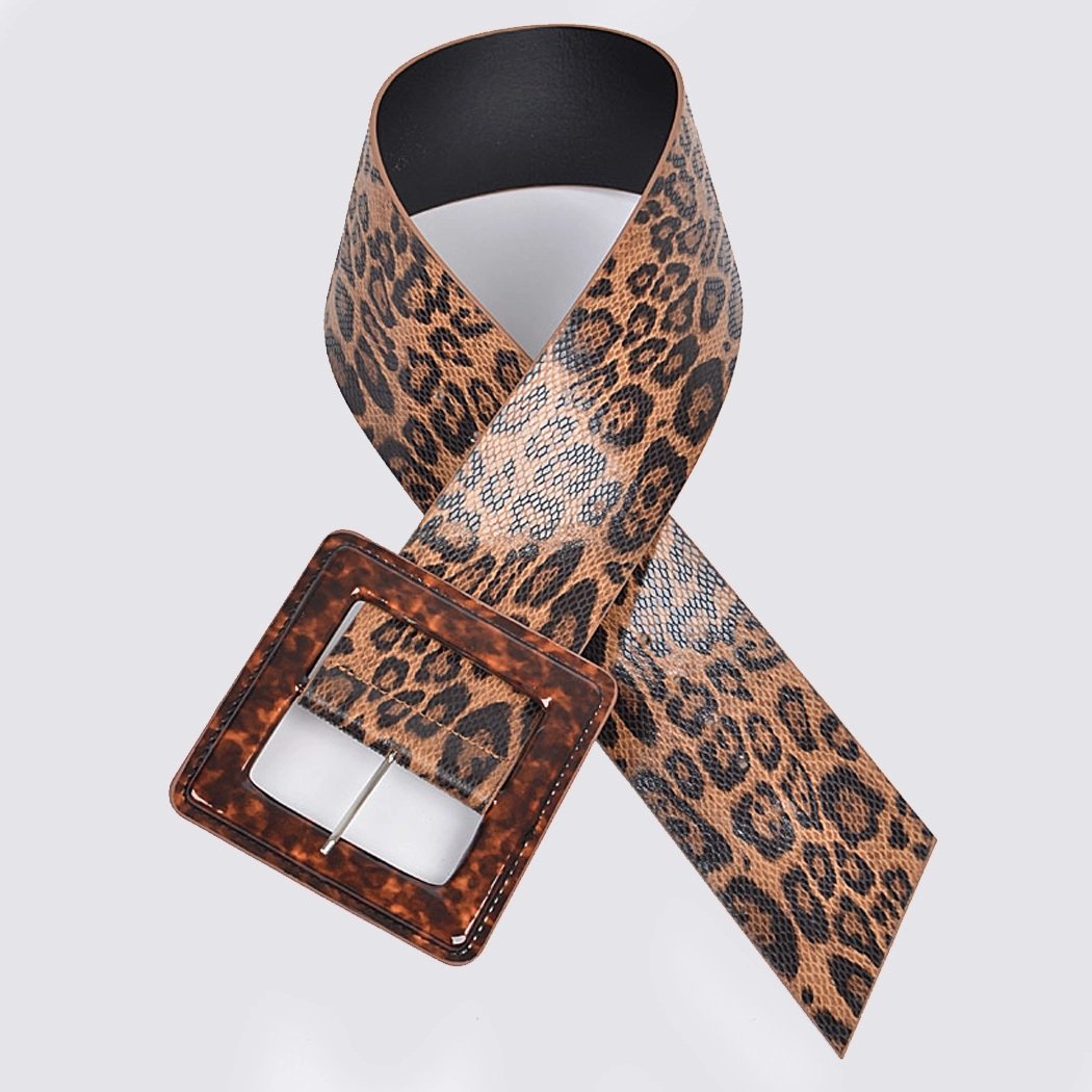 Cinturón con hebilla cuadrada leopardo - Imagen 3