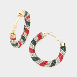 Pendientes de aro con brillos navideños