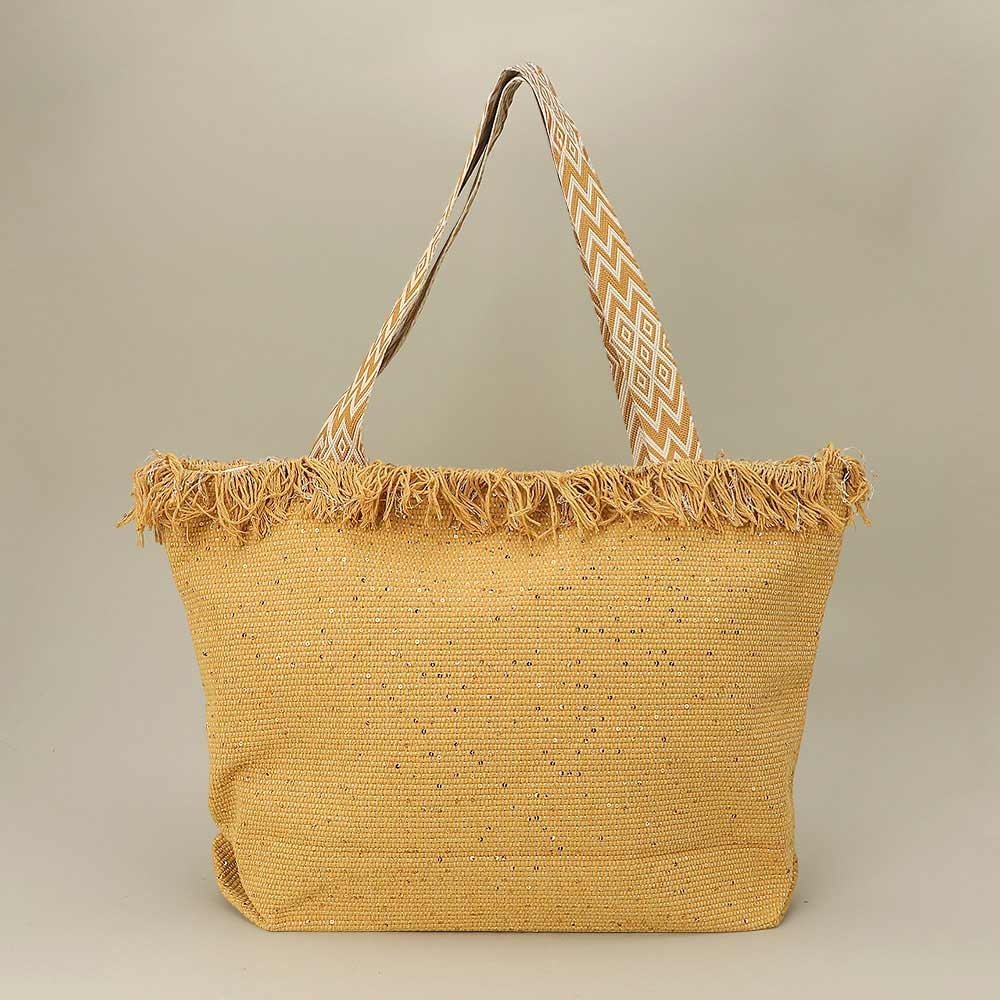 Bolso tote de lentejuelas deshilachados.