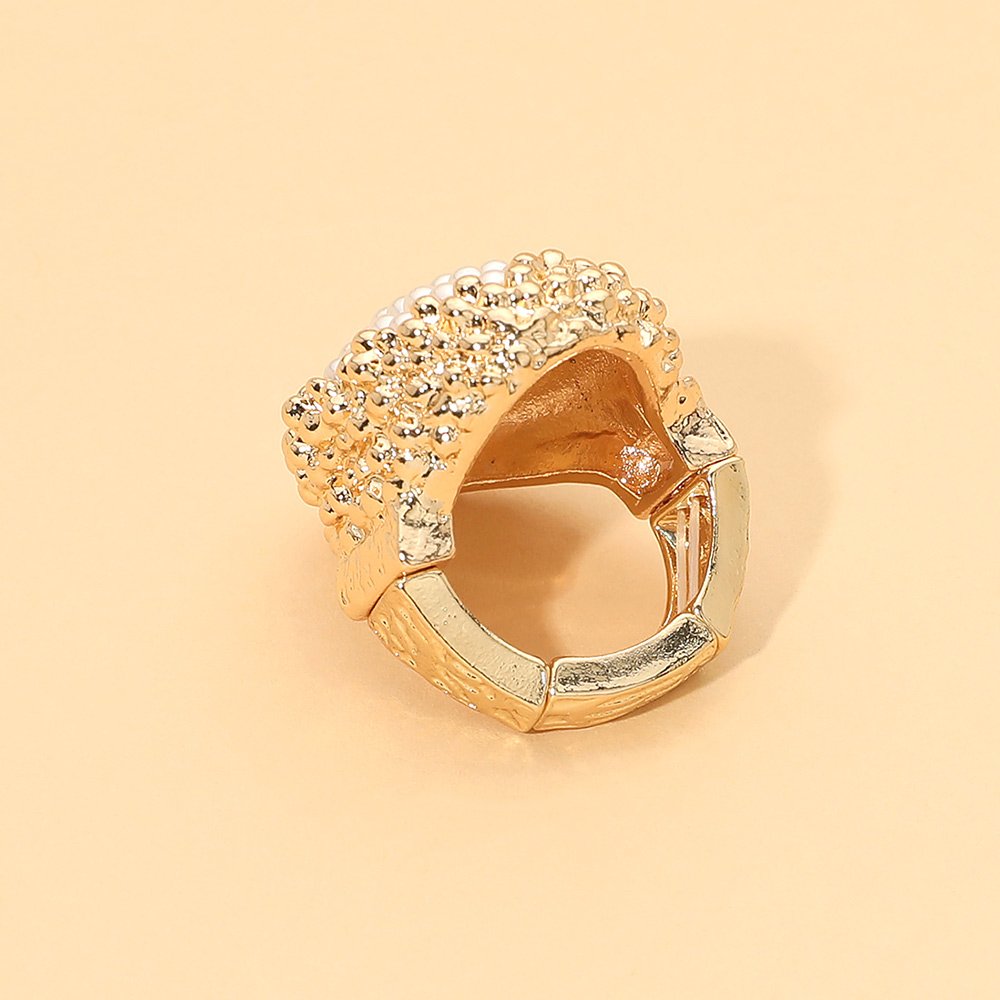 Anillo elástico ovalado con pave perlas - Imagen 3