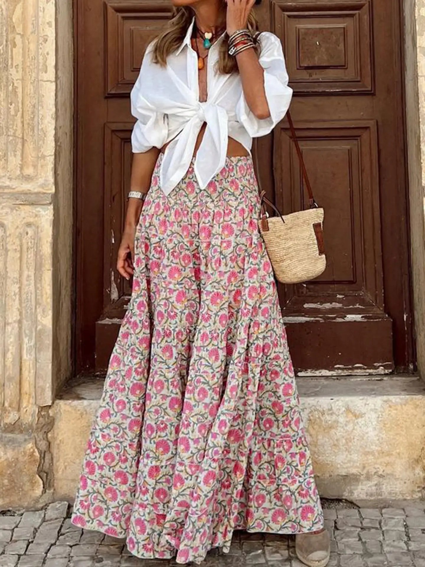 Falda midi estampada informal - Imagen 3
