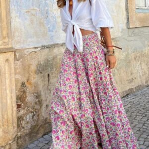 Falda midi estampada informal
