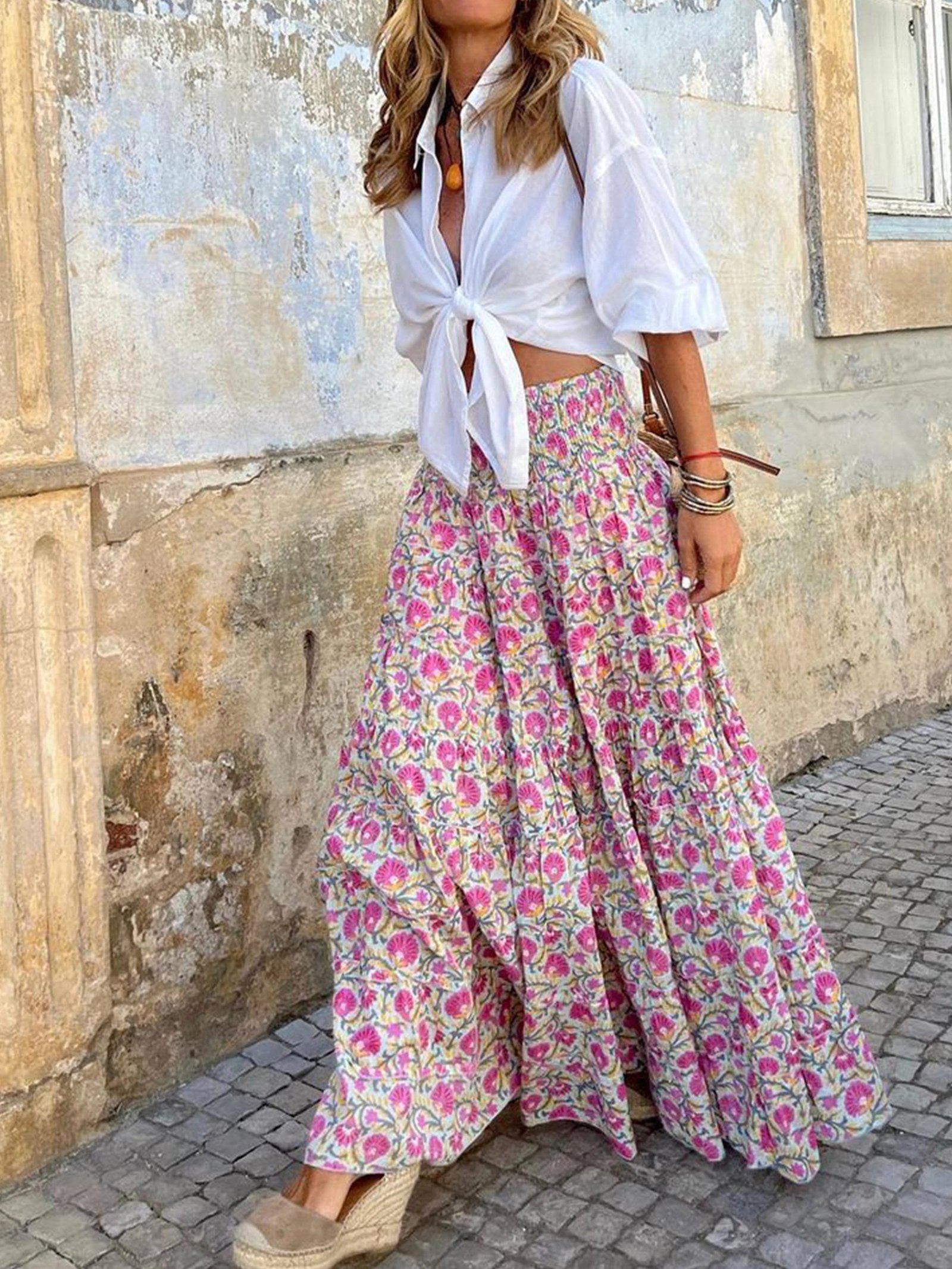 Falda midi estampada informal