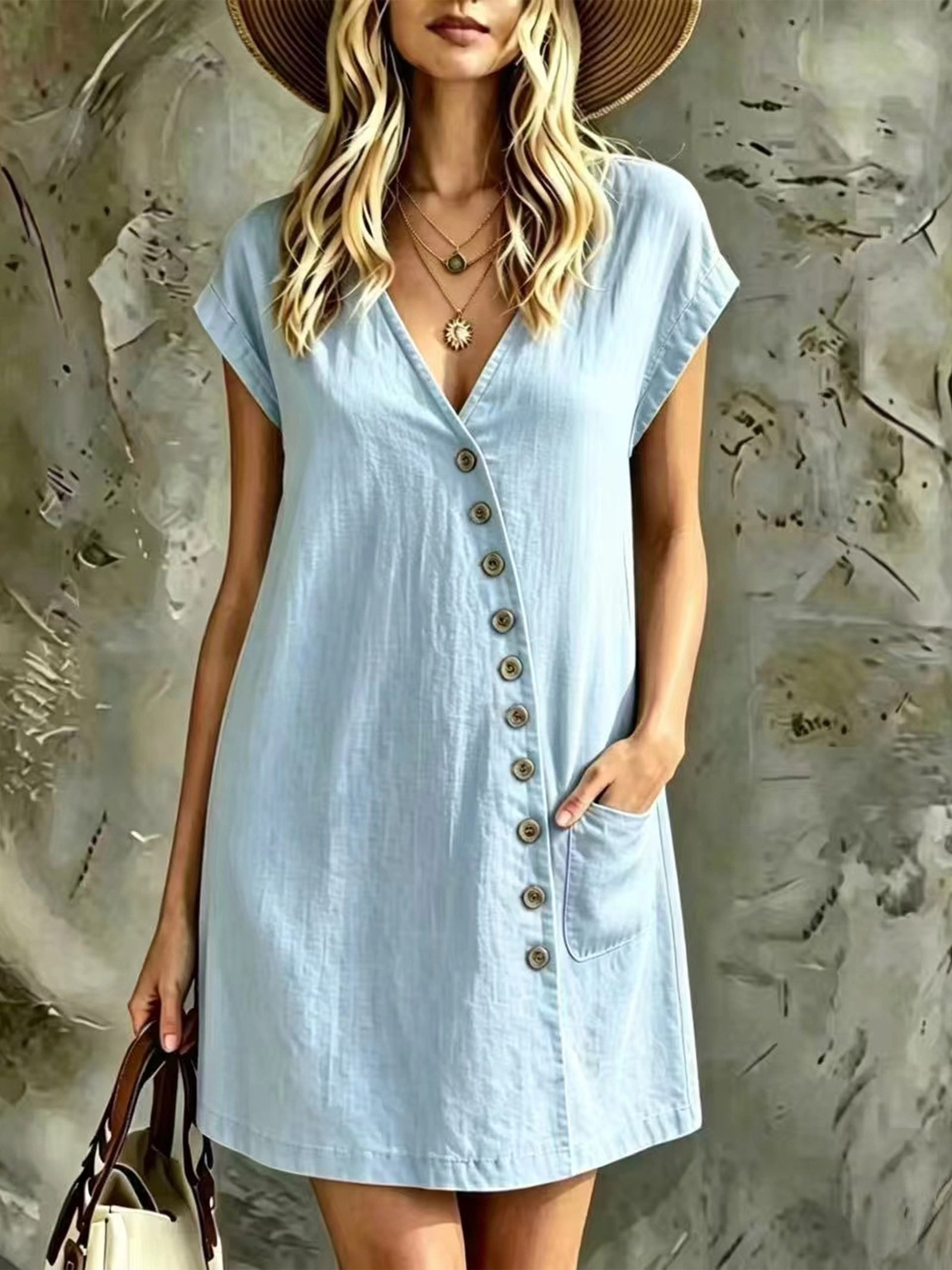 Vestido asimétrico con botones - Imagen 5
