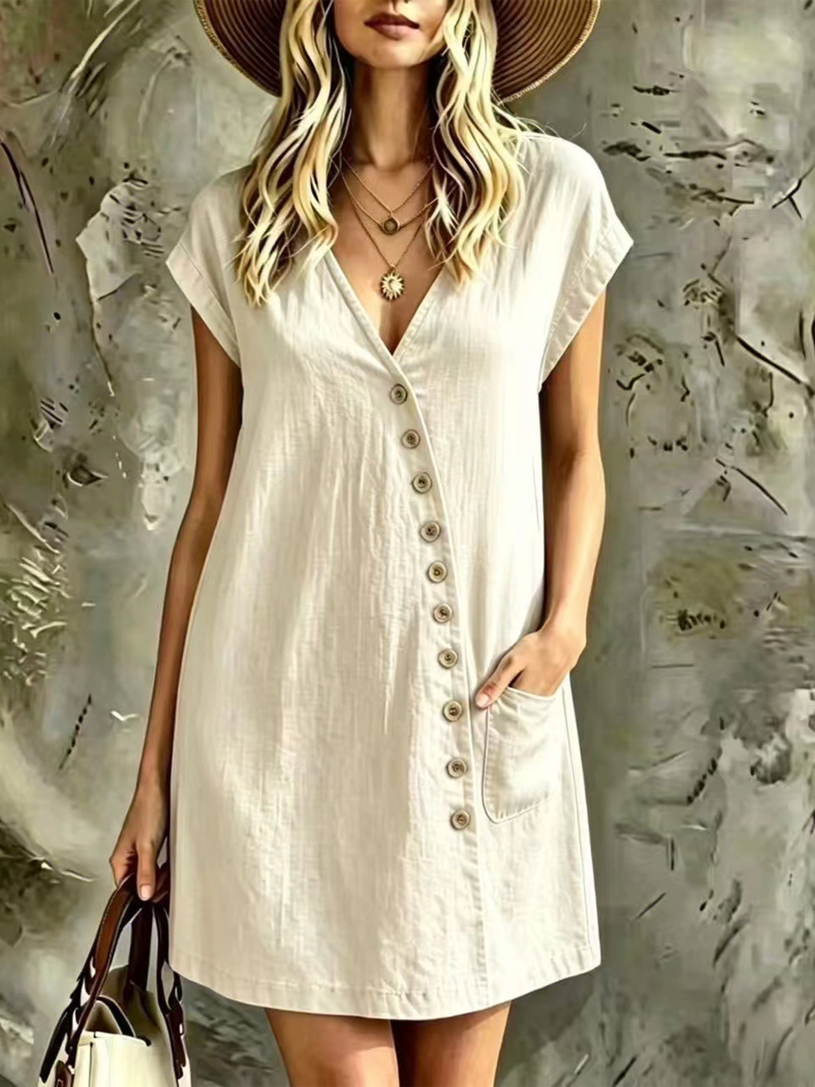Vestido asimétrico con botones - Imagen 2
