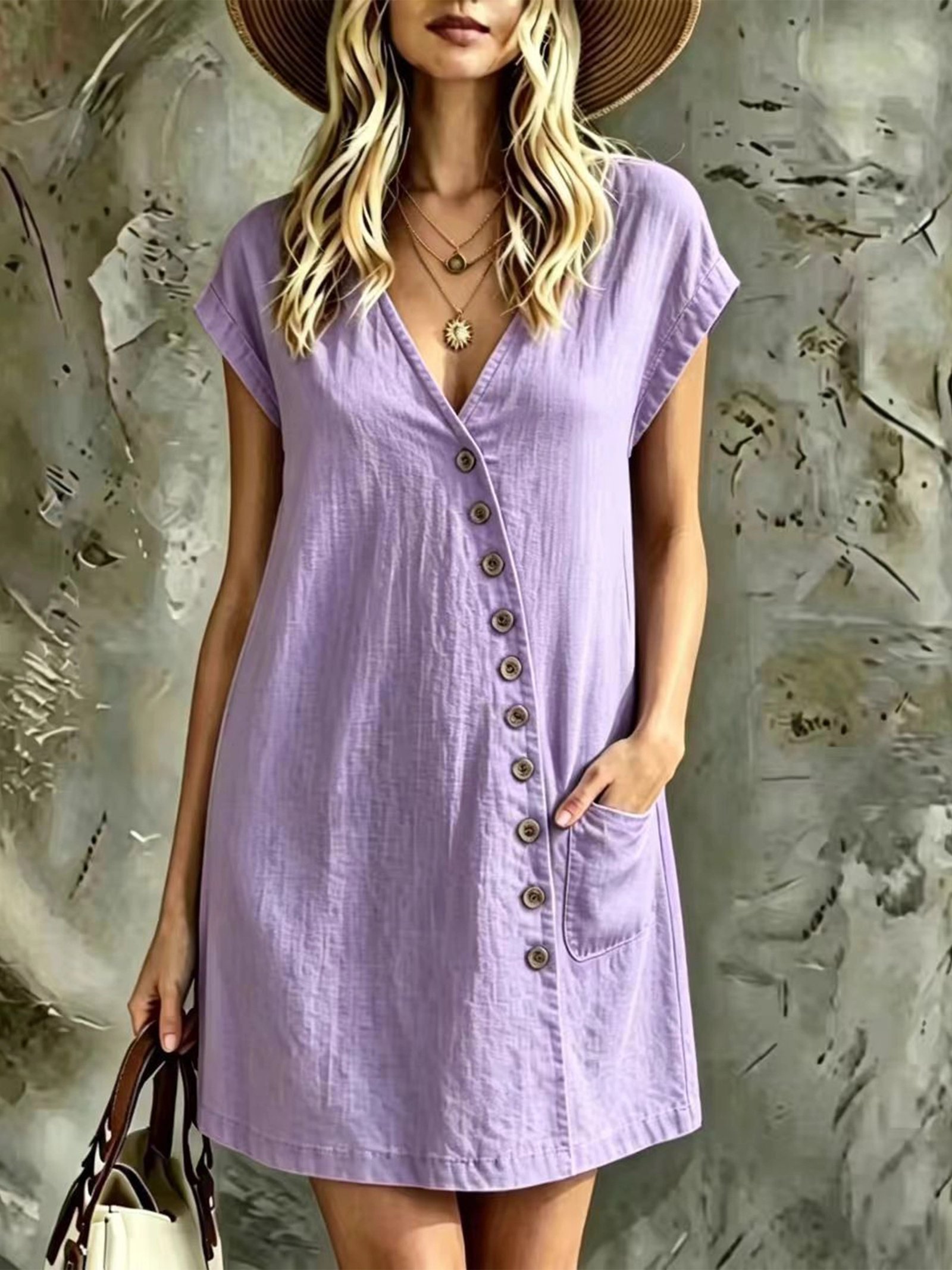 Vestido asimétrico con botones - Imagen 3
