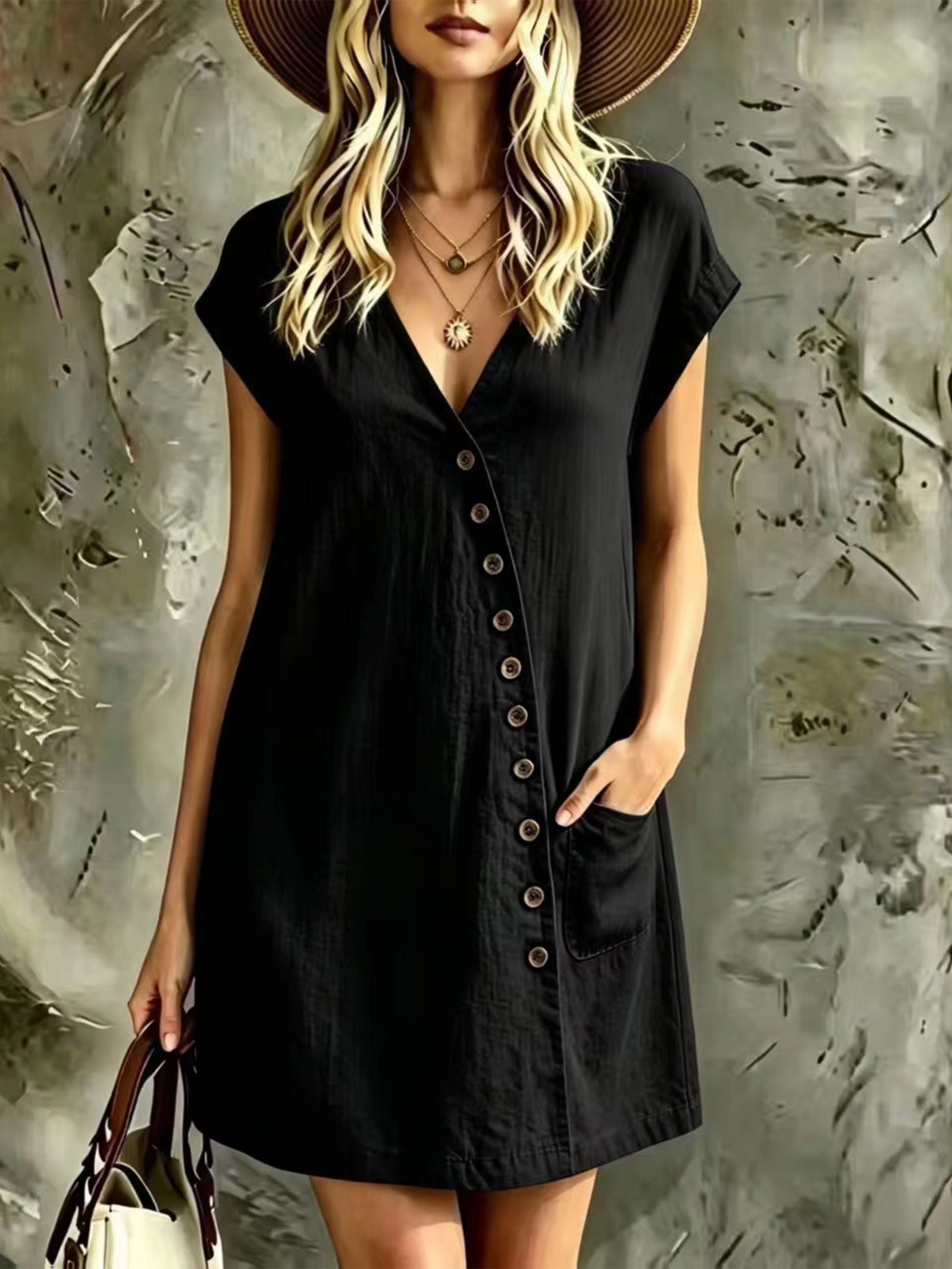 Vestido asimétrico con botones - Imagen 4