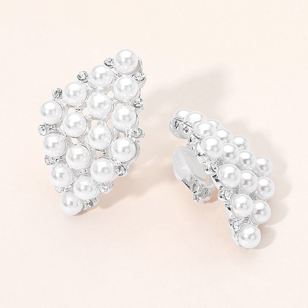Pendientes clip vintage y perlas. - Imagen 2