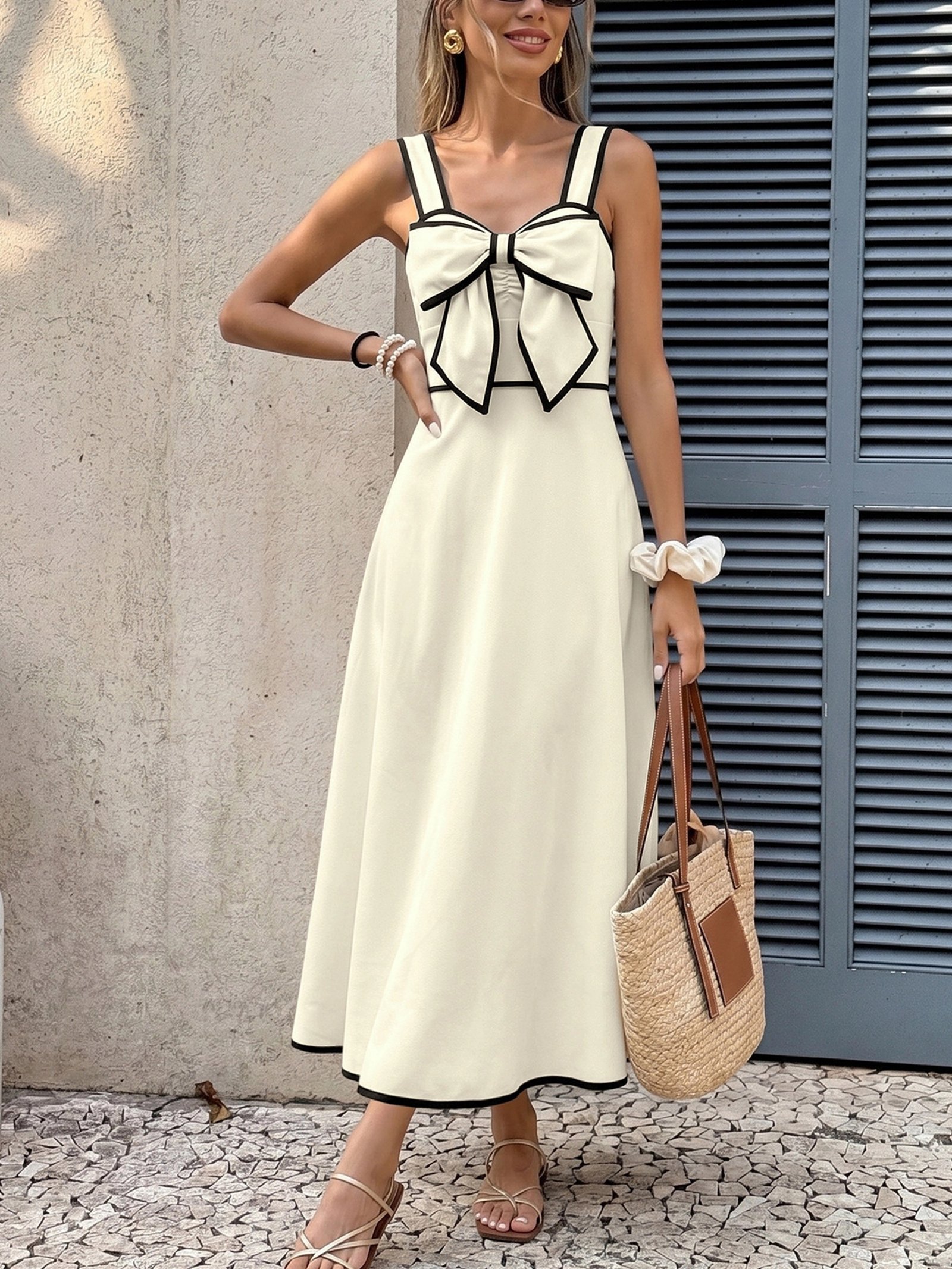 Vestido camisola lazo en la cintura