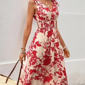 Vestido estampado con cuello en V