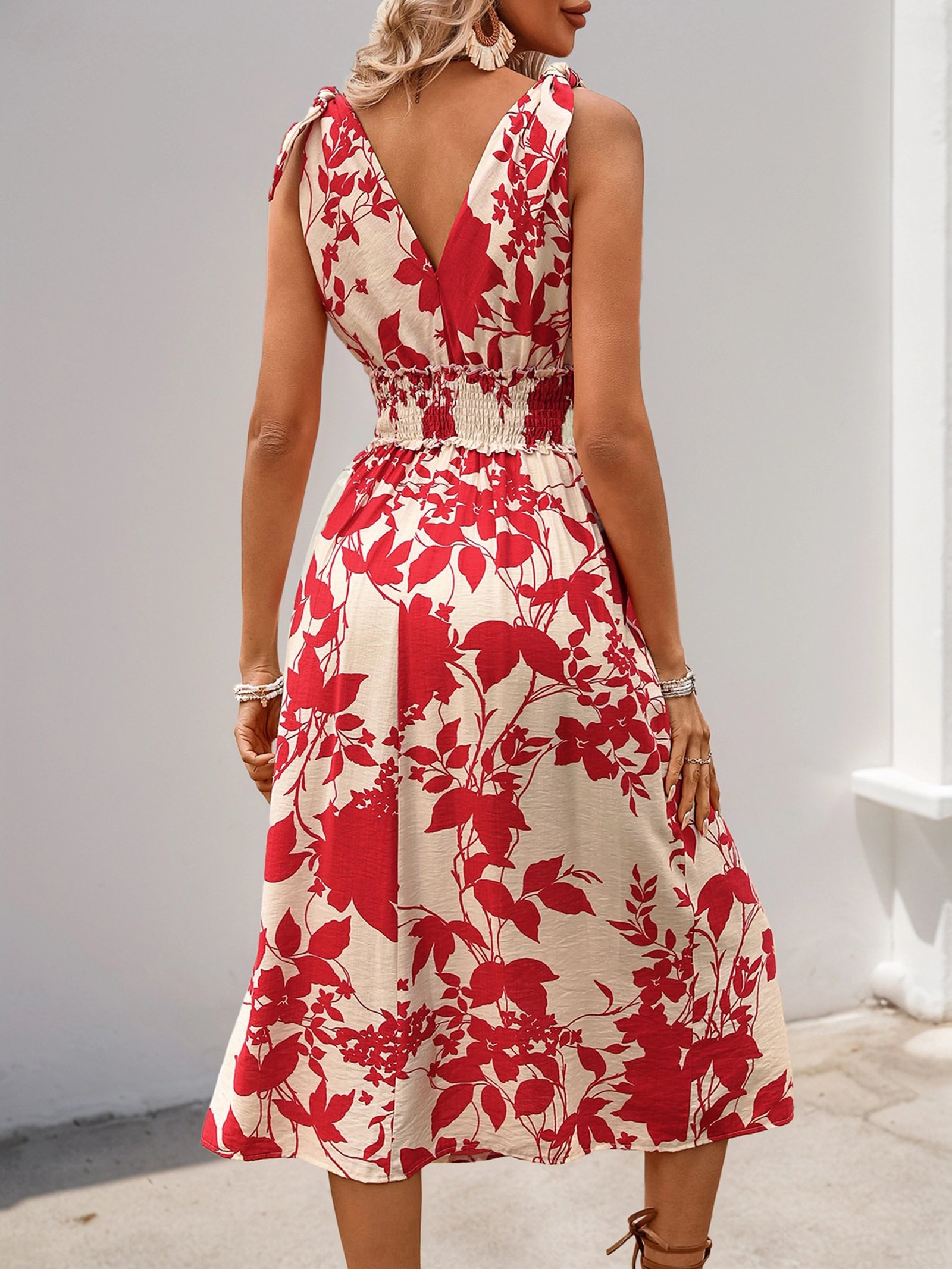 Vestido estampado con cuello en V - Imagen 2
