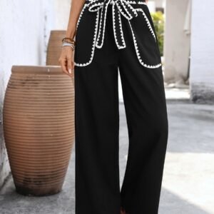 Pantalones rectos con lazo