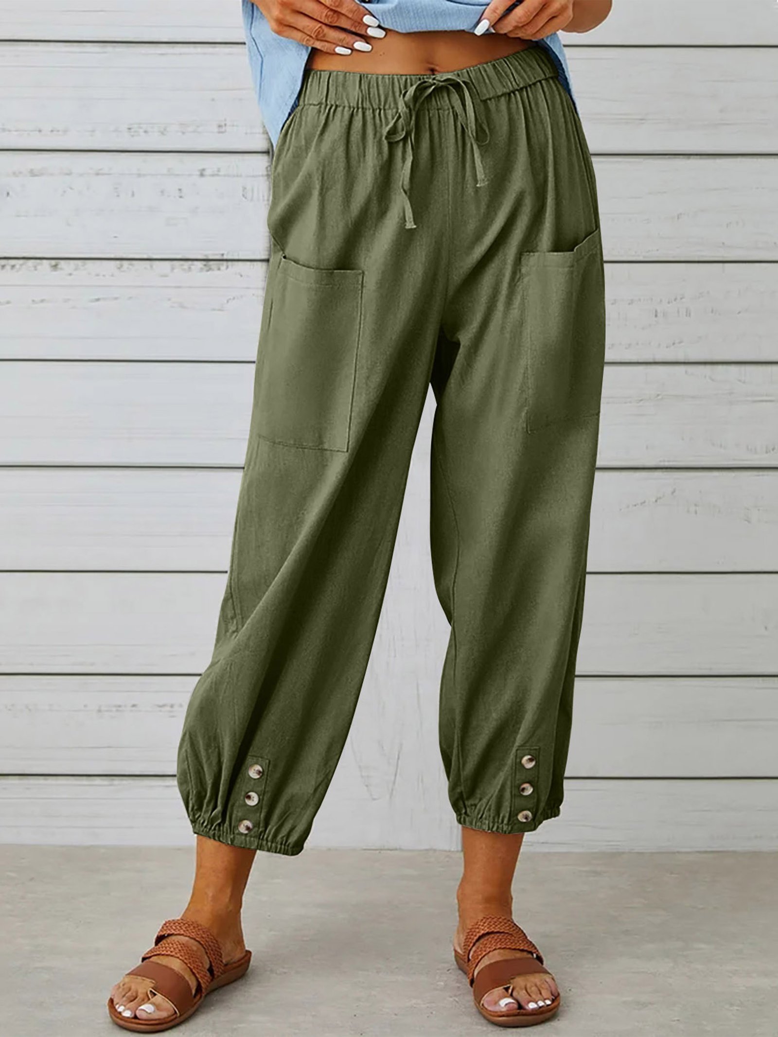 Pantalones de Tiro Alto con Botones - Imagen 7