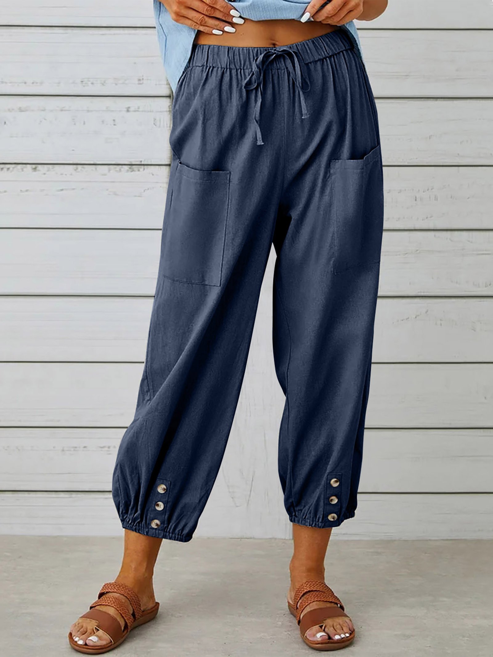 Pantalones de Tiro Alto con Botones - Imagen 6