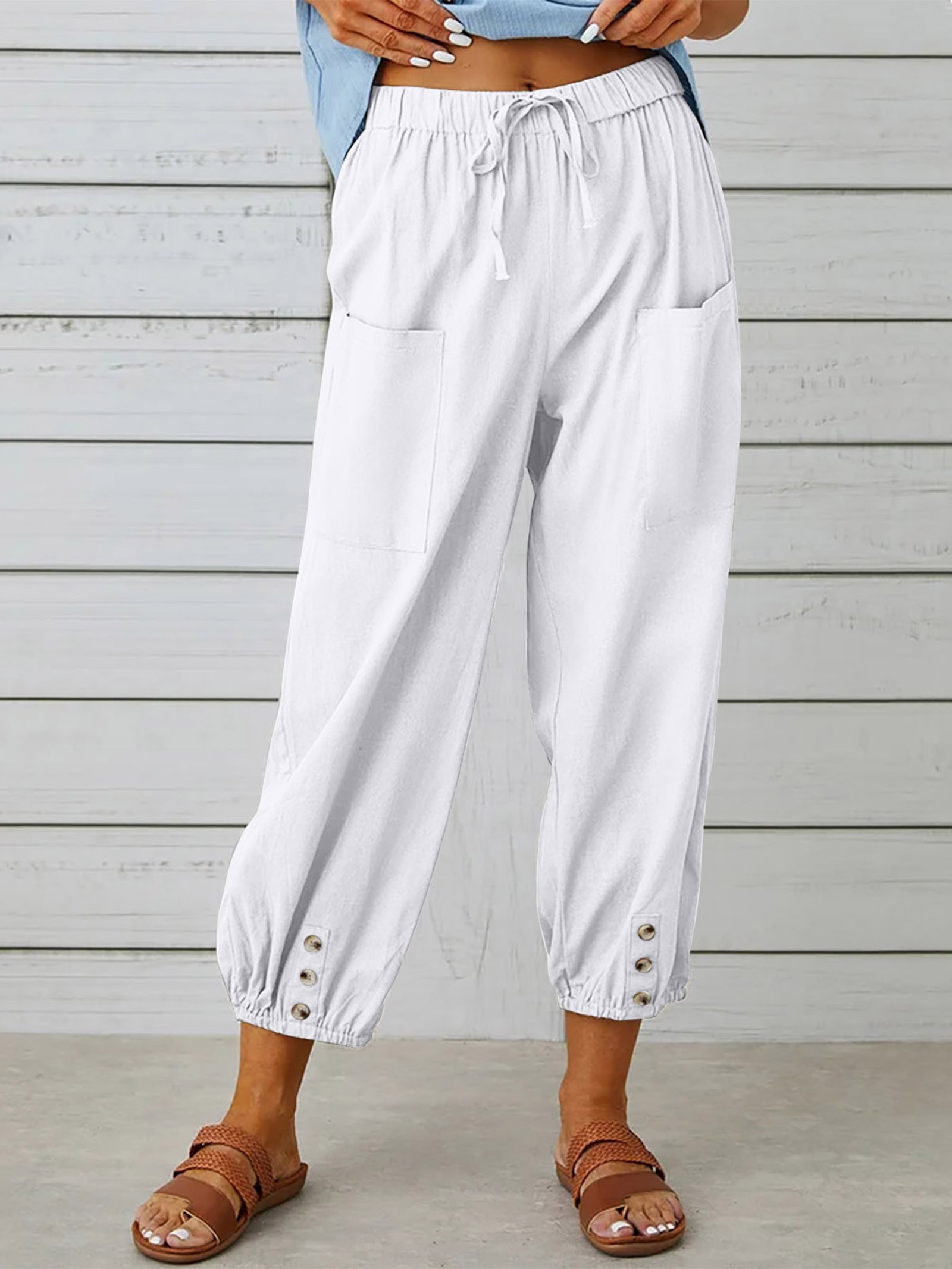Pantalones de Tiro Alto con Botones - Imagen 5