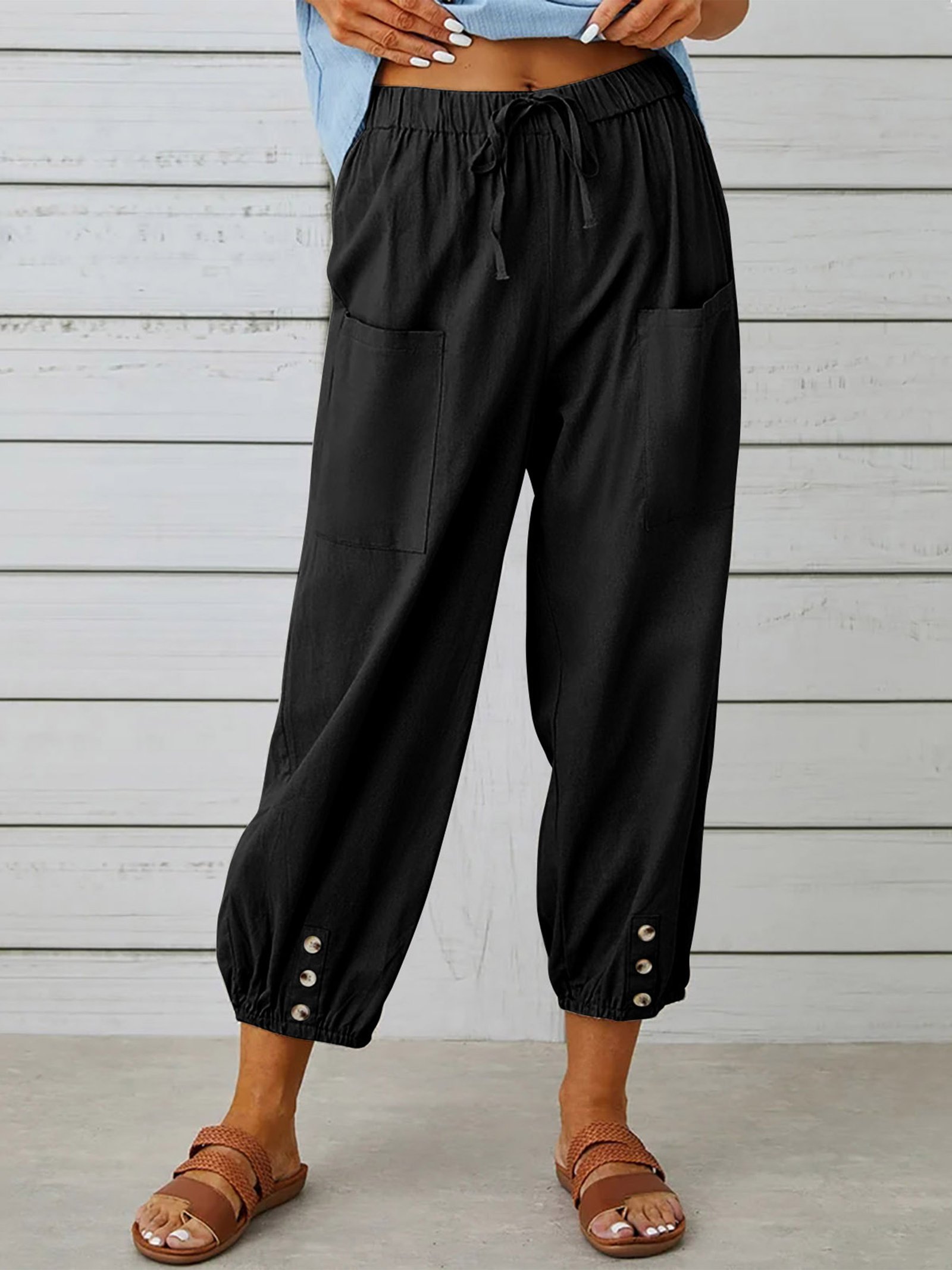 Pantalones de Tiro Alto con Botones - Imagen 8