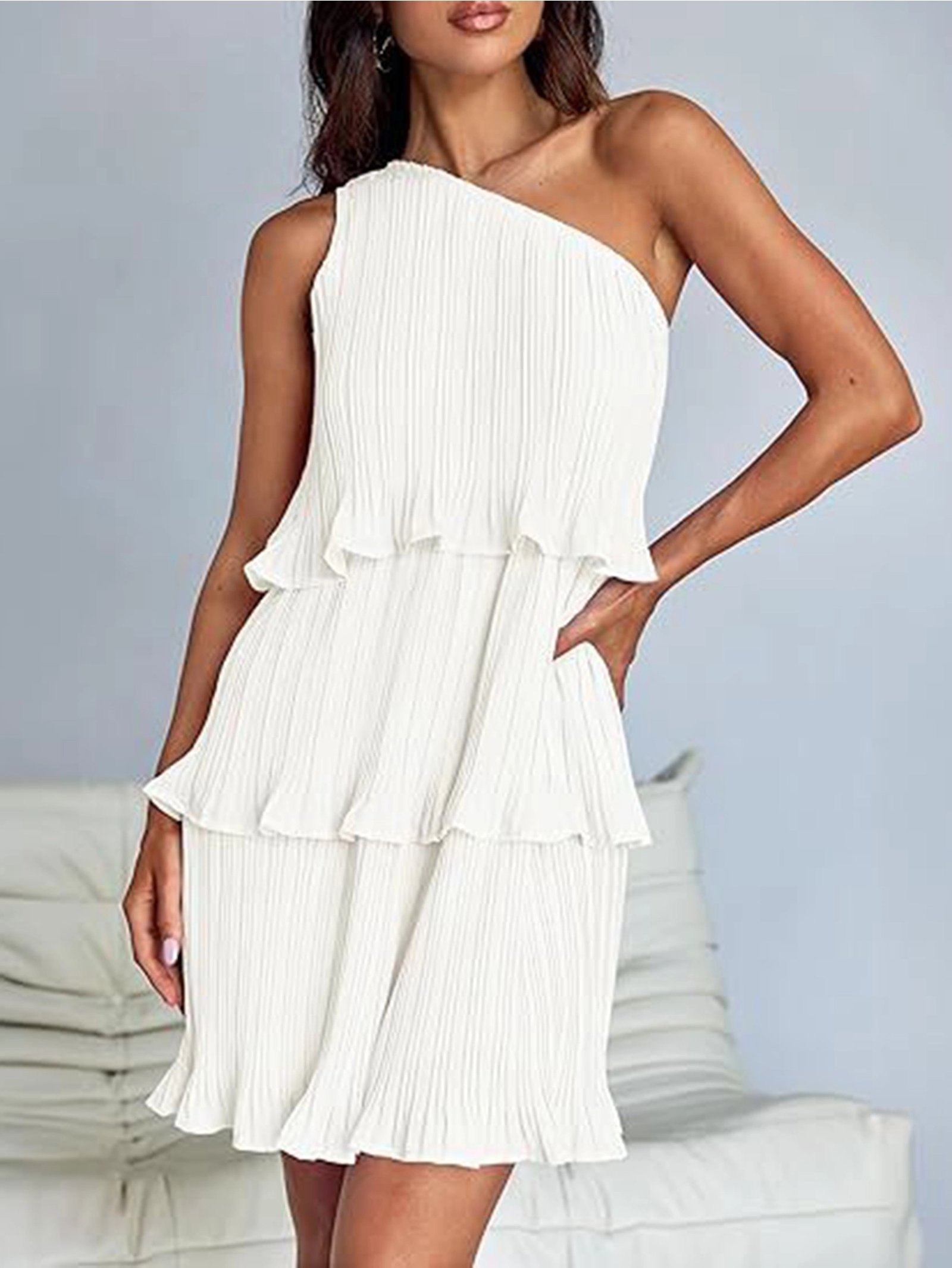 Vestido con dobladillo retazos en capas - Imagen 2