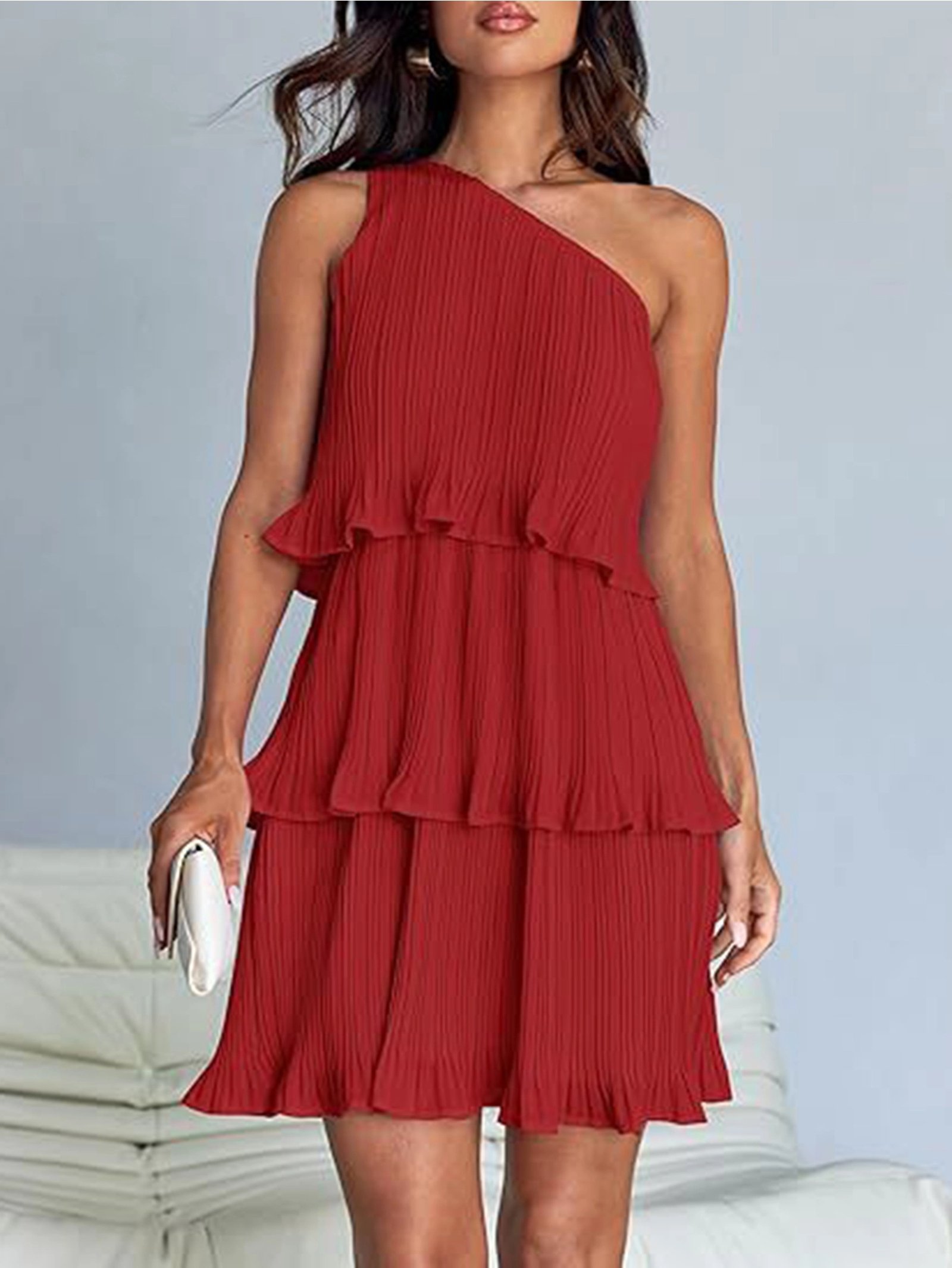 Vestido con dobladillo retazos en capas