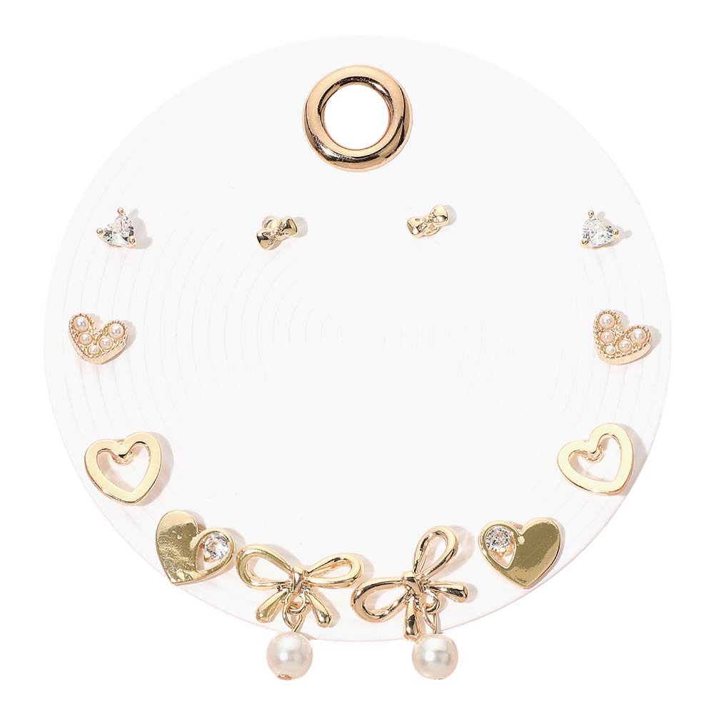 6 zarcillo con lazo y corazón de perlas - Imagen 2