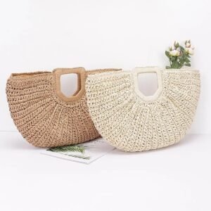 Bolso con asa de paja sintética