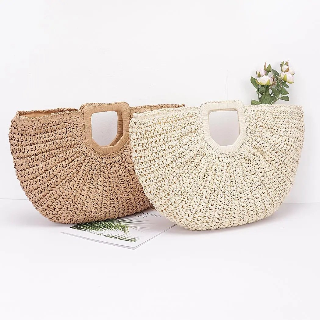 Bolso con asa de paja sintética
