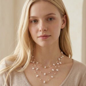 Collar de perlas de triple capa