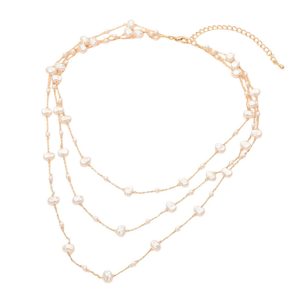Collar de perlas de triple capa - Imagen 2