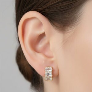 Pendientes de aros baguette