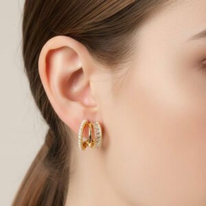 Pendientes aro triple de circonitas