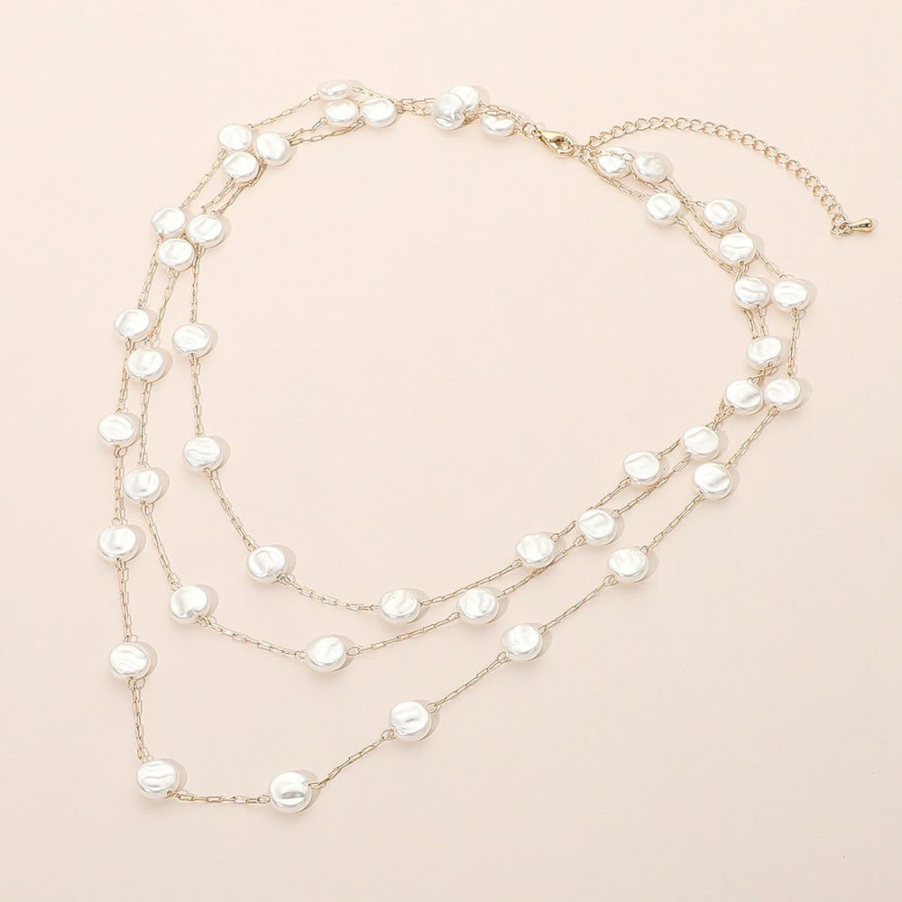 Collar de tres capas de discos de perlas - Imagen 2