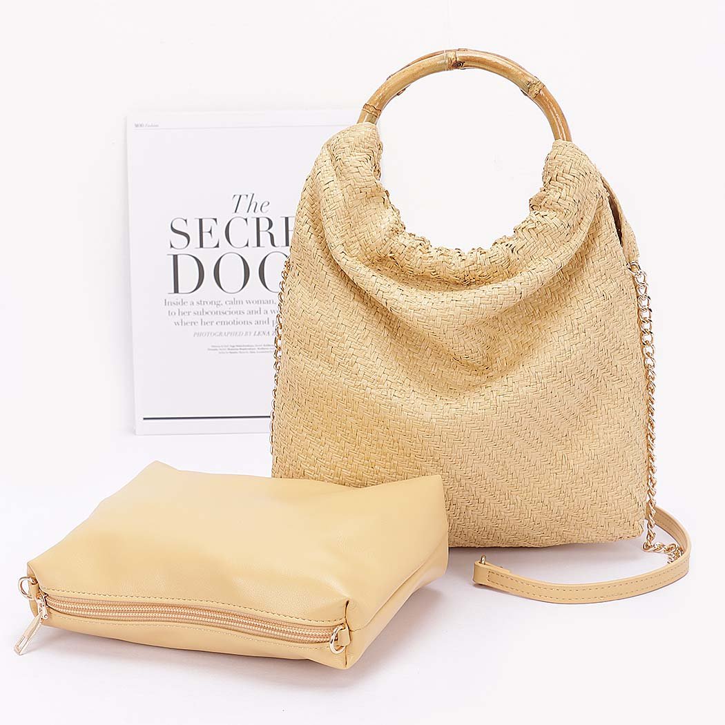 Bolso de mano con asa de bambú - Imagen 2