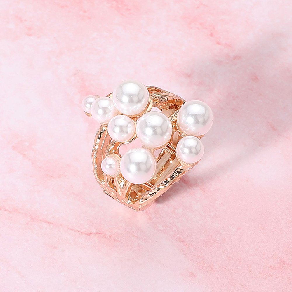 Anillo elástico adornado con perlas - Imagen 4