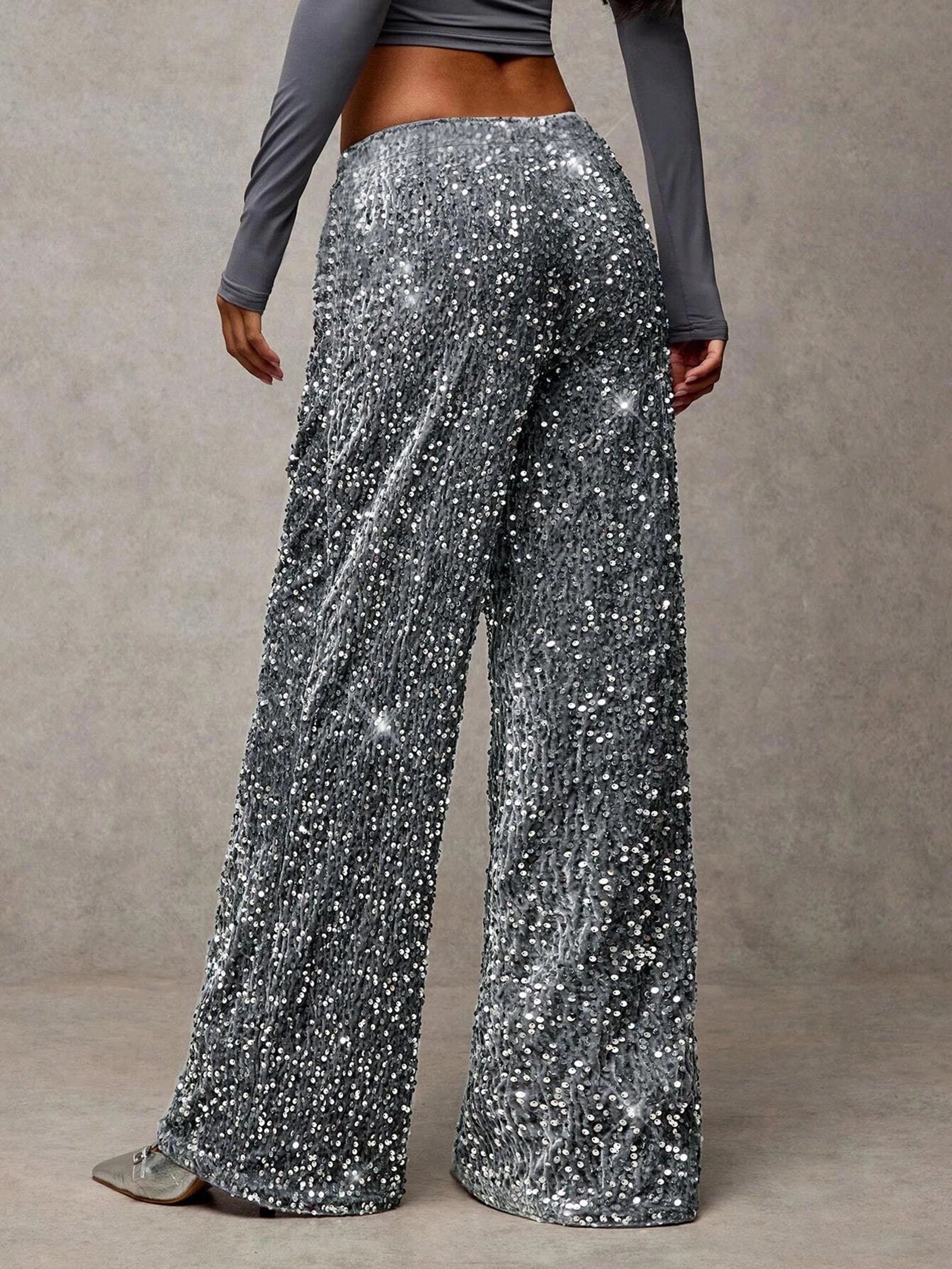 Pantalones recta con lentejuelas - Imagen 2