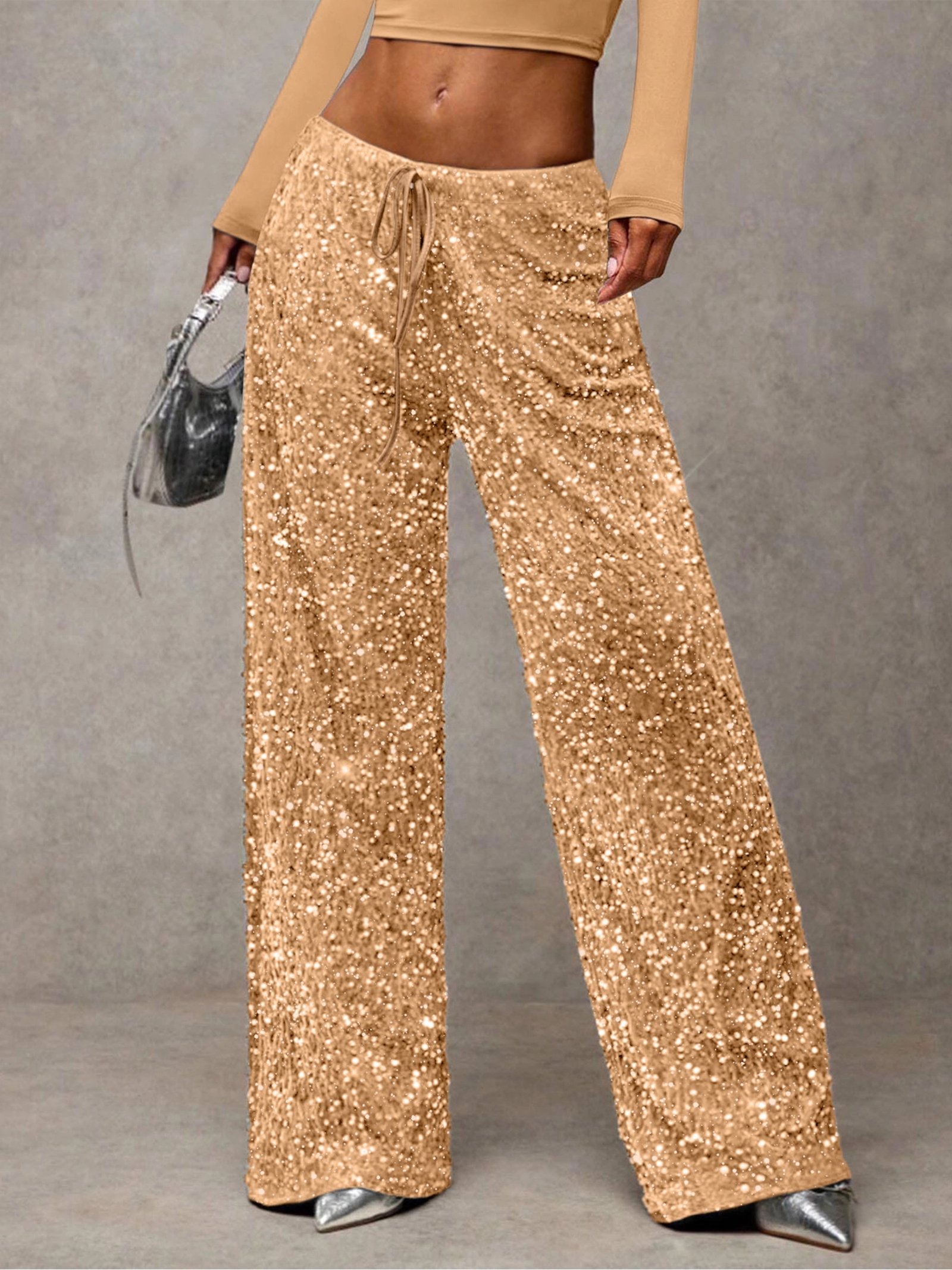 Pantalones recta con lentejuelas - Imagen 4