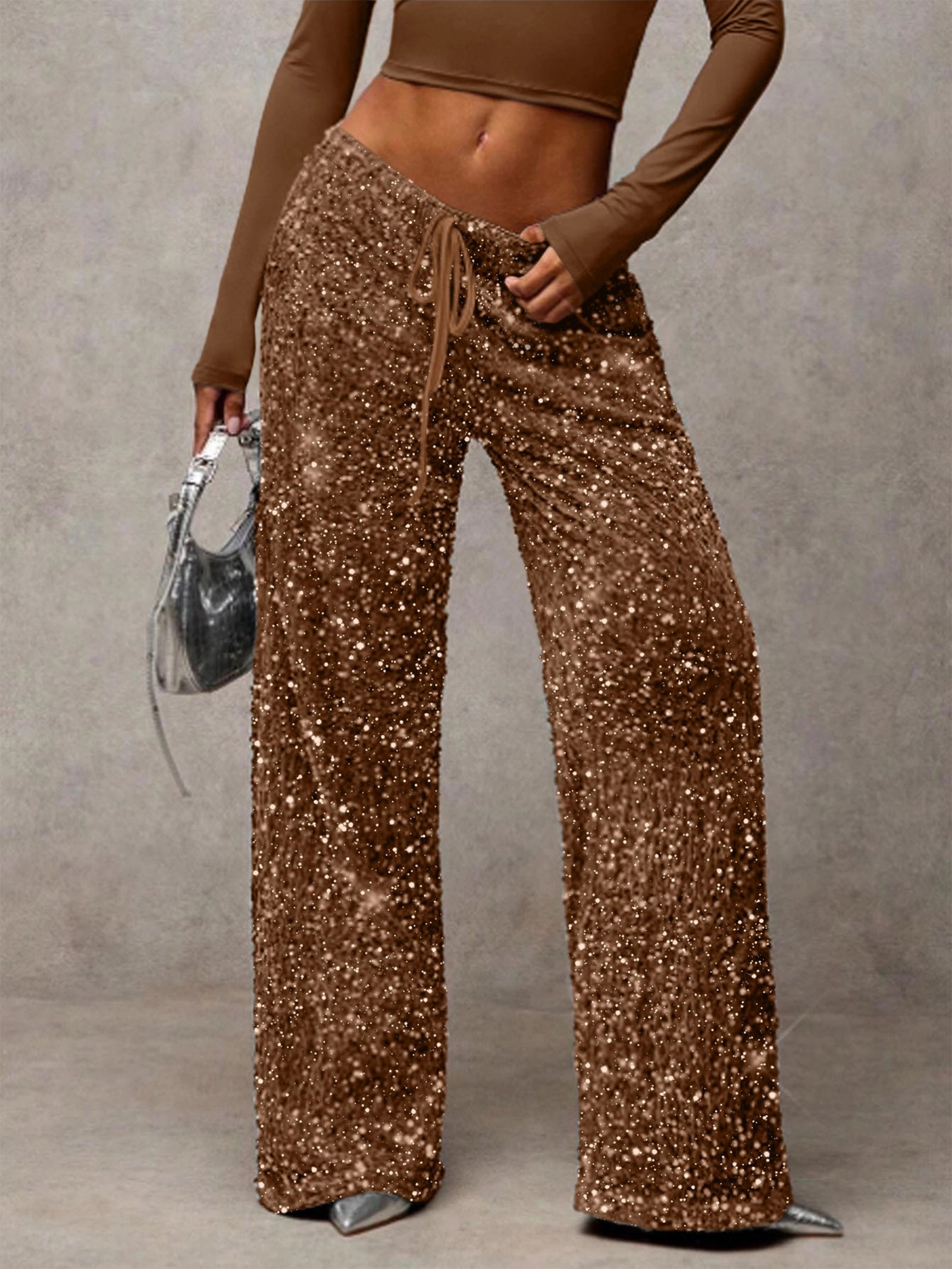 Pantalones recta con lentejuelas - Imagen 3