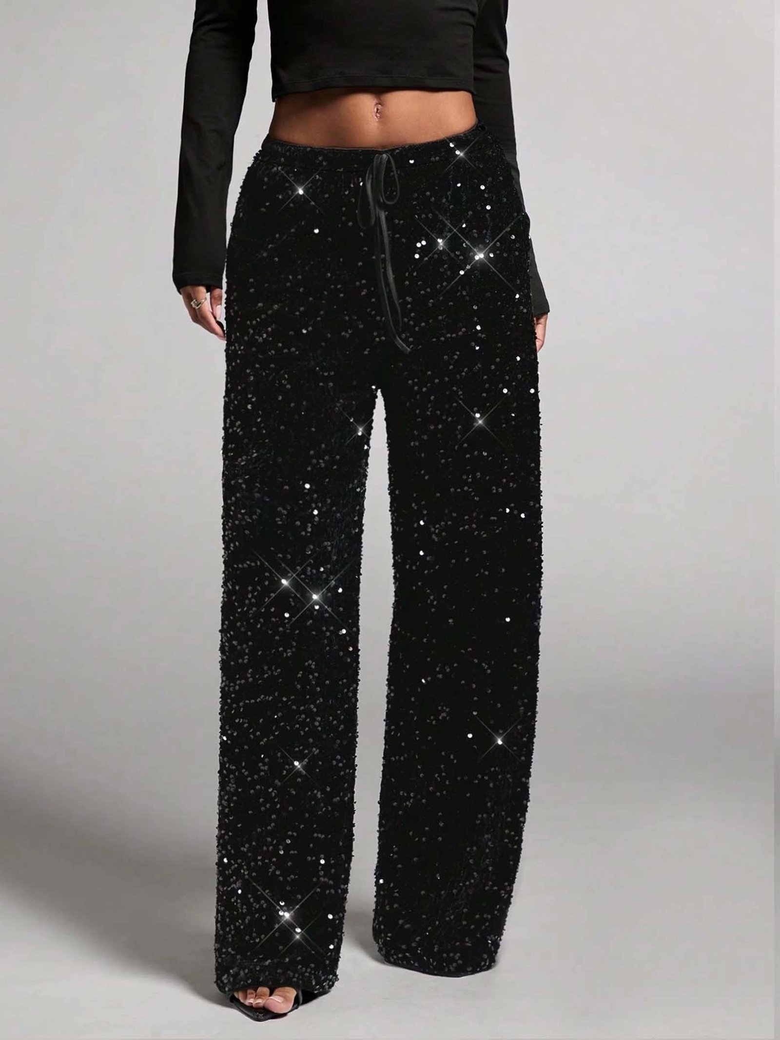 Pantalones recta con lentejuelas - Imagen 6