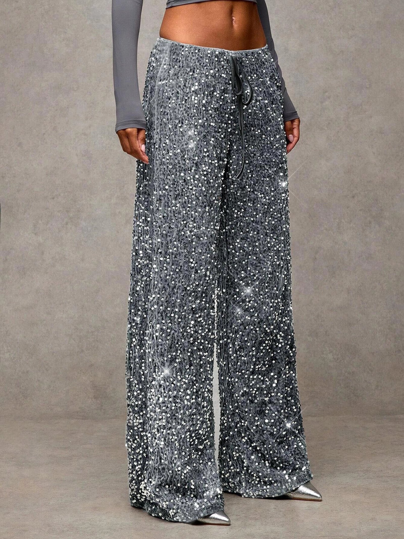 Pantalones recta con lentejuelas
