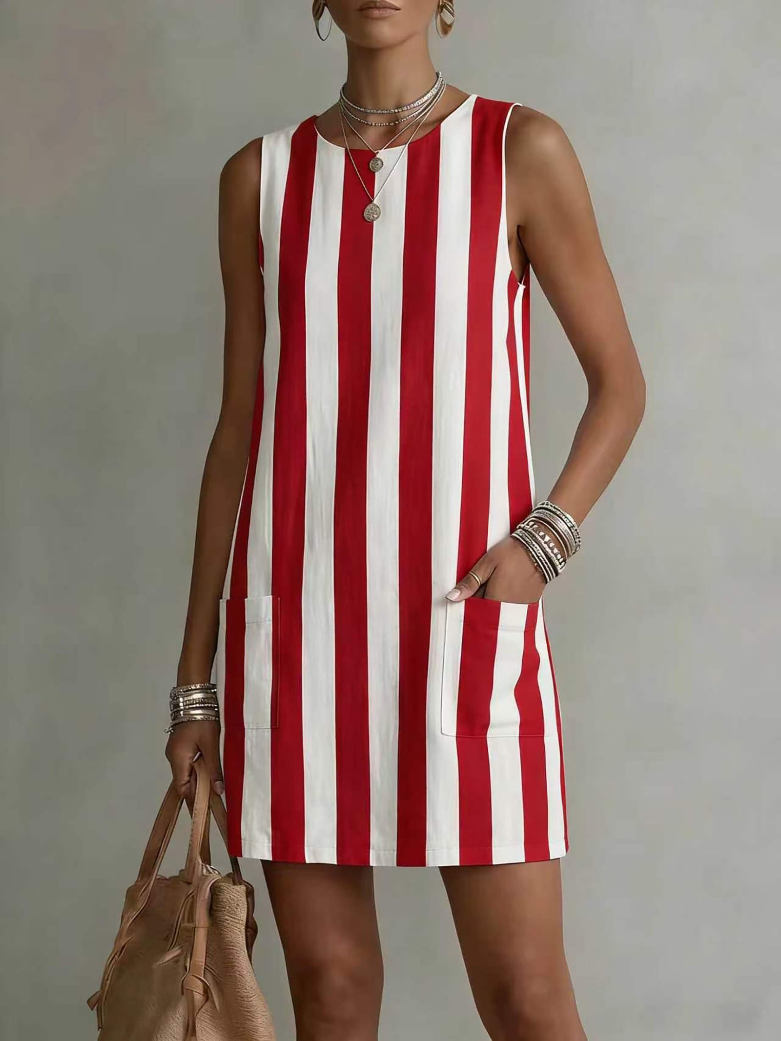 Vestido rayas de algodón y lino - Imagen 3