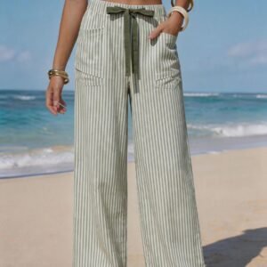 Pantalones casuales cordón y bolsillos