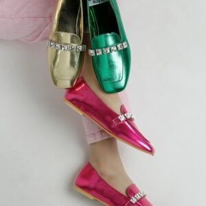 Mocasines diamante metalizado